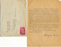 Szőnyi István feleségének ('Duci'), levele Dombrovszkyhoz Zebegényből. Jól jellemzi a korabeli állapotokat. Arra kéri a festőt, hogy kapcsolatai révén, egy bizonyos DÉFOSZ (Dolgozó Parasztok és Földmunkások Országos Szövetsége) igazolvány felhasználásával, segítsen malacot vásárolni az ország valamely távoli vidékéről. Az állat szállításának megszervezéséről is részletesen ír a levélben. 1954. február 24.